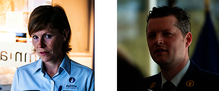Links: hoofdcommissaris Anke Van CLeemput - Rechts: hoofdcommissaris Willem Willemsens