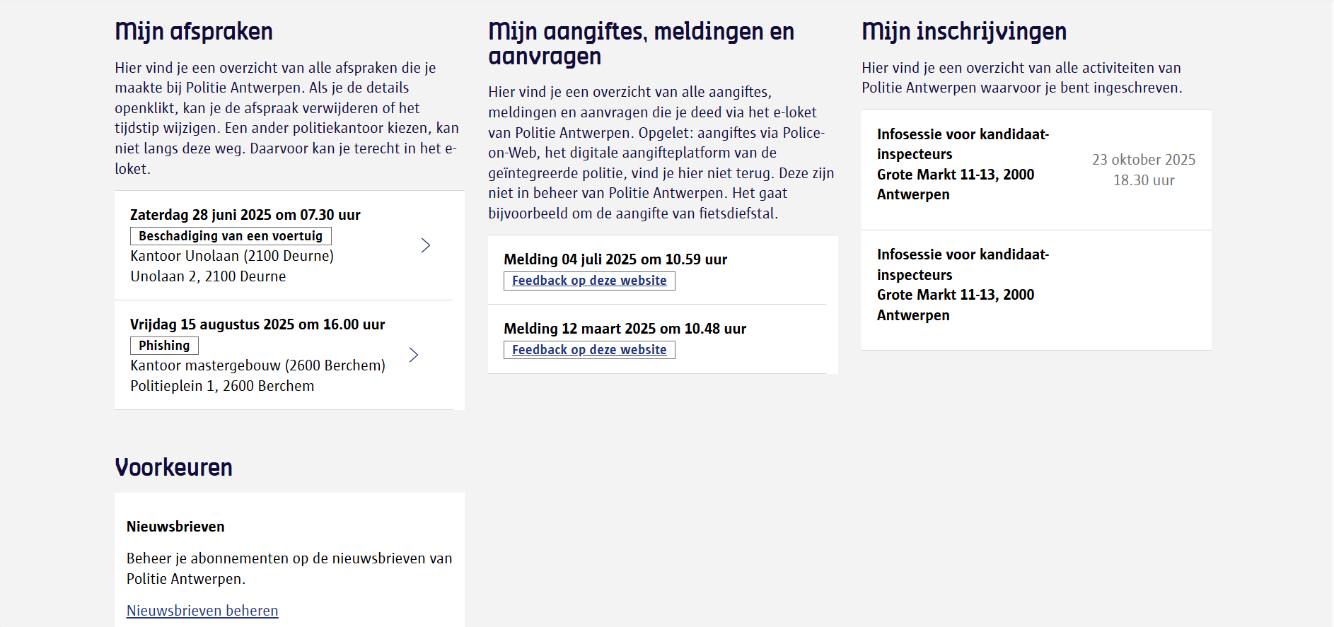 Schermafdruk 3 'Mijn portaal'