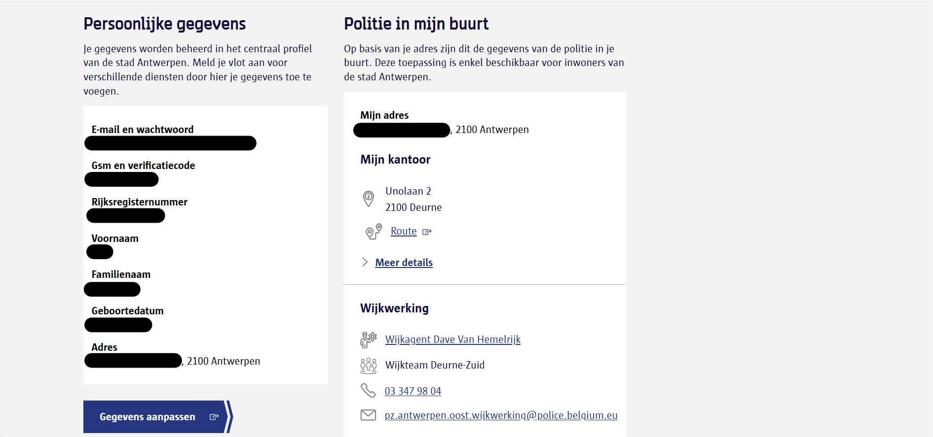 Schermafdruk 2 'Mijn portaal'